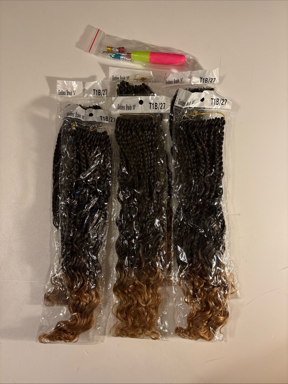 Synthetic Braided Hair Extensions - T1B/27 Brown Ombre